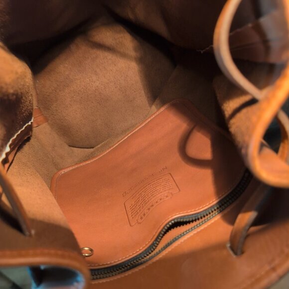 Coach Brown Leather Drawstring Bucket Bag with Over Shoulder Strap Vintage NWOT - Picture 9 of 11